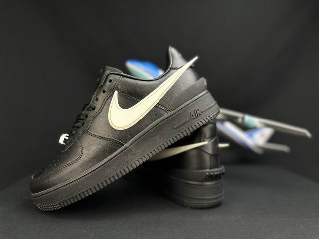 Cheap Nike Air Force 1 Black White Big Swoosh Shoes Men and Women-21 - Click Image to Close